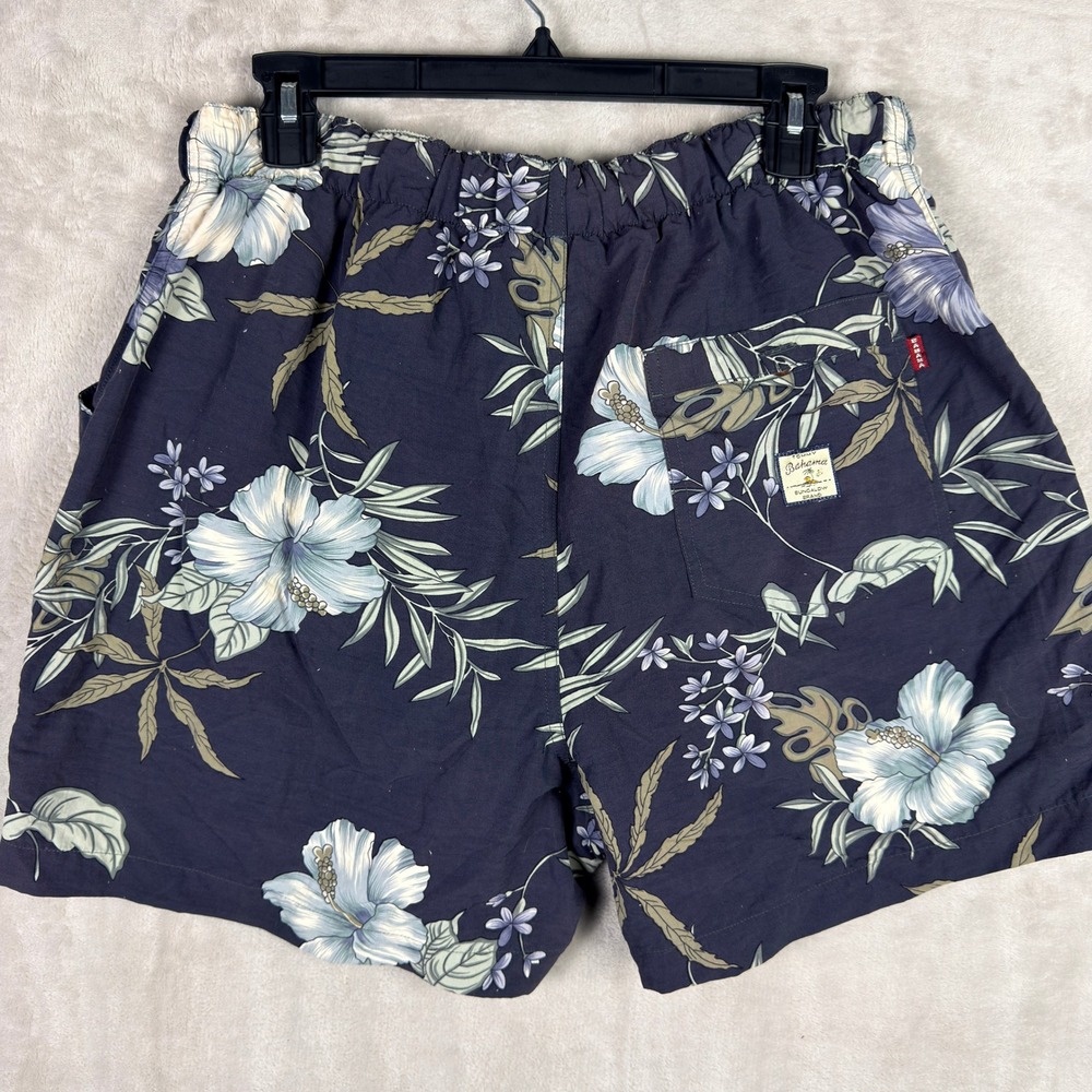 VINTAGE Tommy Bahama Swim Trunks Mens Large Navy Blue Floral Hibiscus Cargo - Picture 7 of 8
